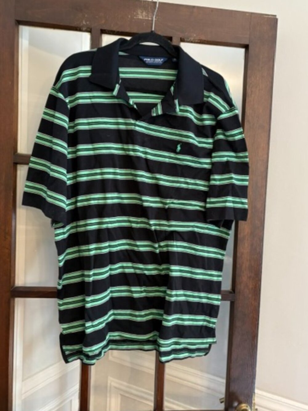 Polo Golf Green and Black Striped Polo Shirt, Size XL
